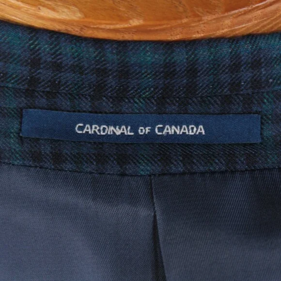 Cardinal of Canada NWT 100% Wool Sport Coat Size 44R US In Blues w/ Teal Plaid